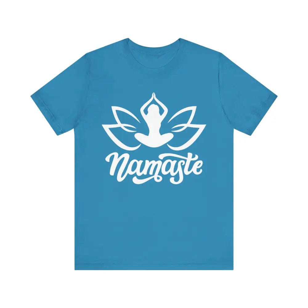 Namaste Unisex Jersey Short Sleeve Yoga Tee - Aqua / S - T-Shirt