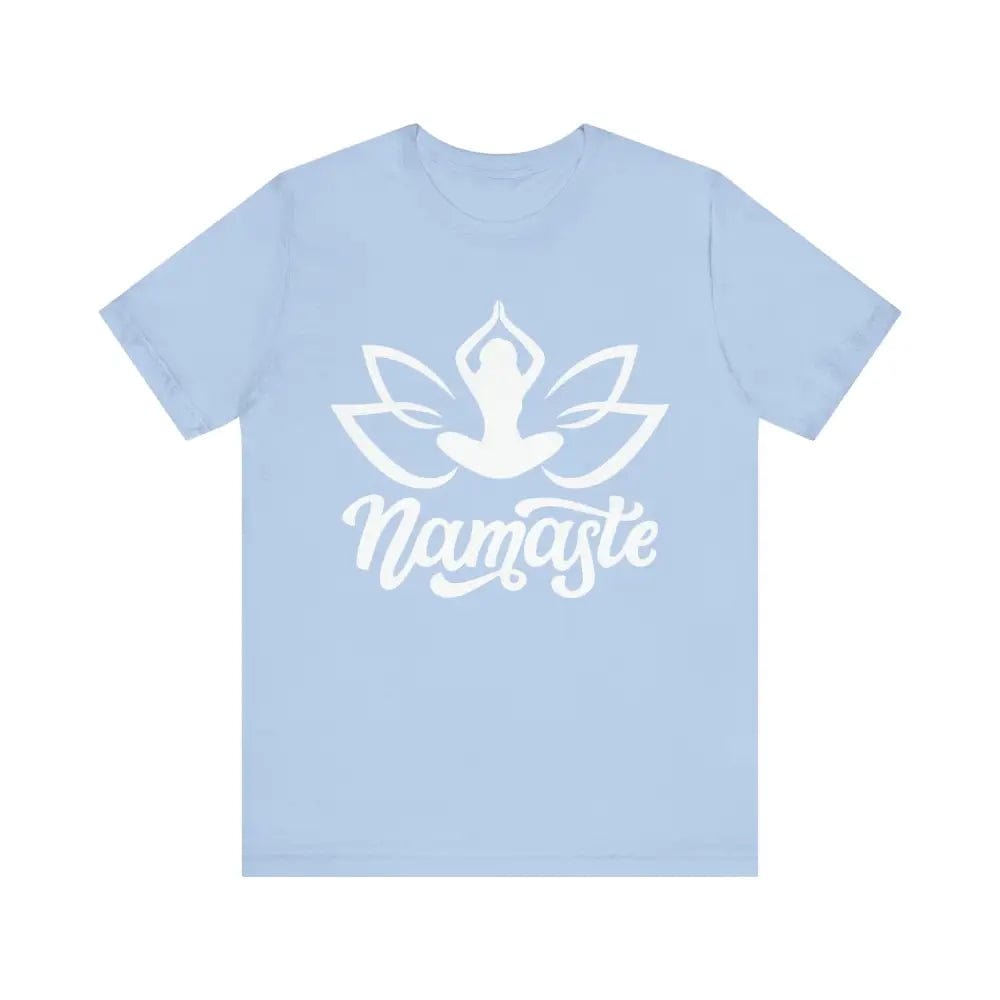 Namaste Unisex Jersey Short Sleeve Yoga Tee - Baby Blue / S - T-Shirt