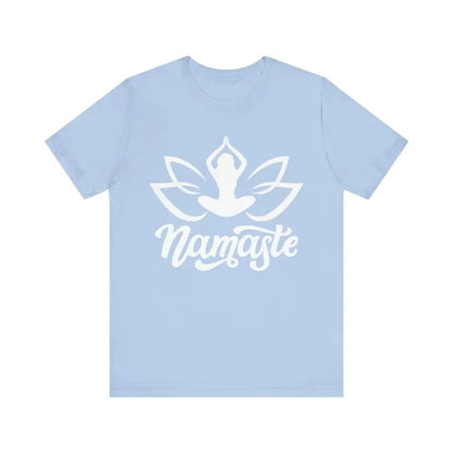 Namaste Unisex Jersey Short Sleeve Yoga Tee - Baby Blue / S - T-Shirt