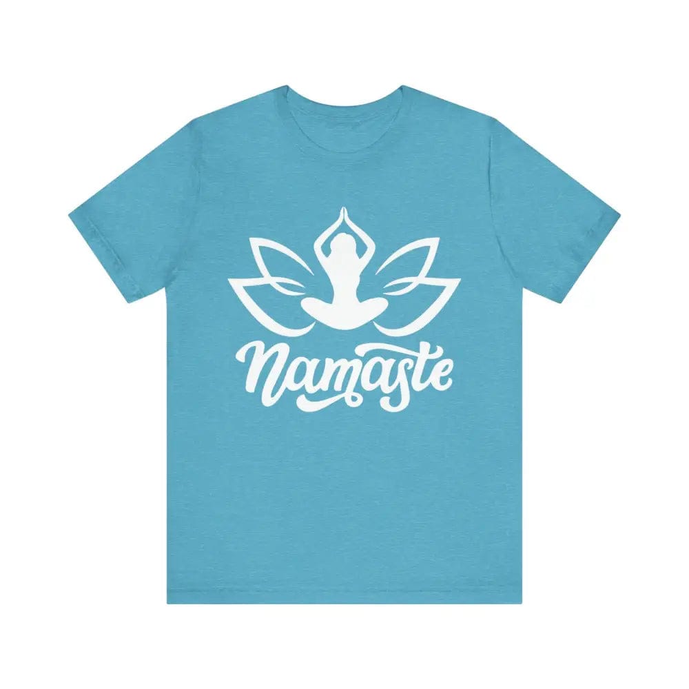 Namaste Unisex Jersey Short Sleeve Yoga Tee - Heather Aqua / S - T-Shirt