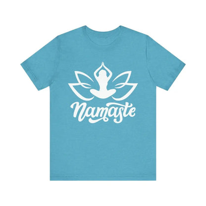 Namaste Unisex Jersey Short Sleeve Yoga Tee - Heather Aqua / S - T-Shirt