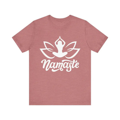 Namaste Unisex Jersey Short Sleeve Yoga Tee - Heather Mauve / S - T-Shirt