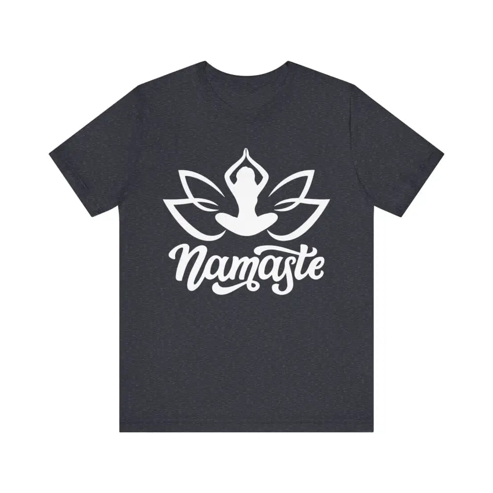 Namaste Unisex Jersey Short Sleeve Yoga Tee - Heather Navy / S - T-Shirt