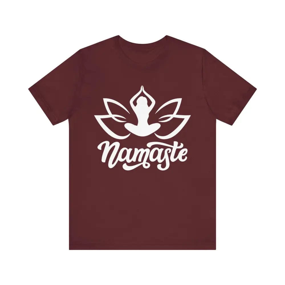 Namaste Unisex Jersey Short Sleeve Yoga Tee - Maroon / S - T-Shirt