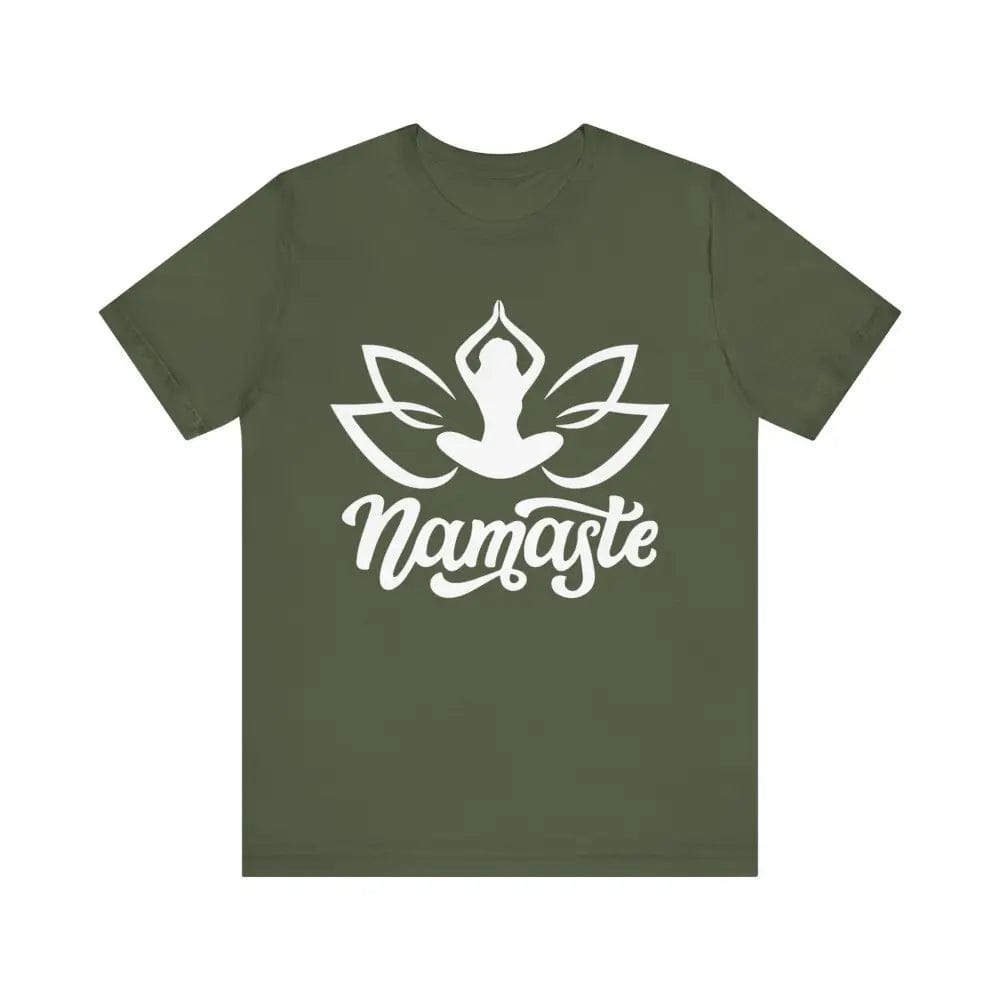 Namaste Unisex Jersey Short Sleeve Yoga Tee - Military Green / S - T-Shirt