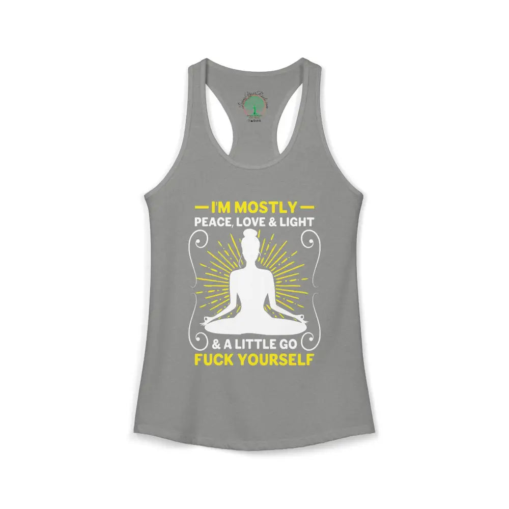 Peace Love & Light Women’s Racerback Tank - XS / Heather Grey - Tank Top