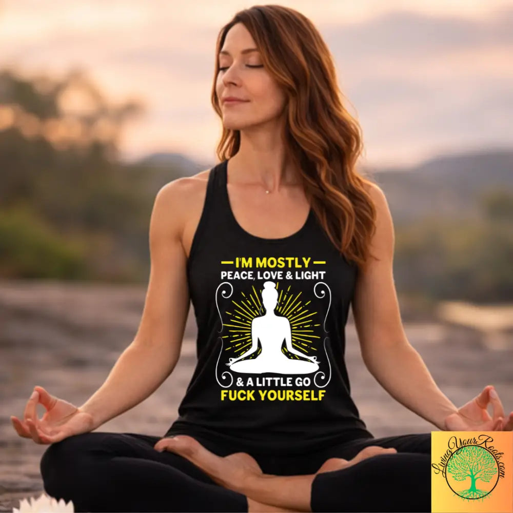 Peace Love & Light Women’s Racerback Tank - XS / Solid Black - Tank Top