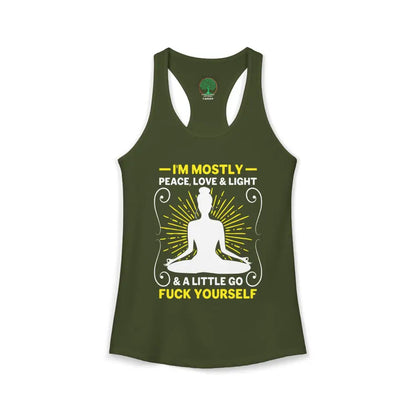Peace Love & Light Women’s Racerback Tank - XS / Solid Military Green - Tank Top