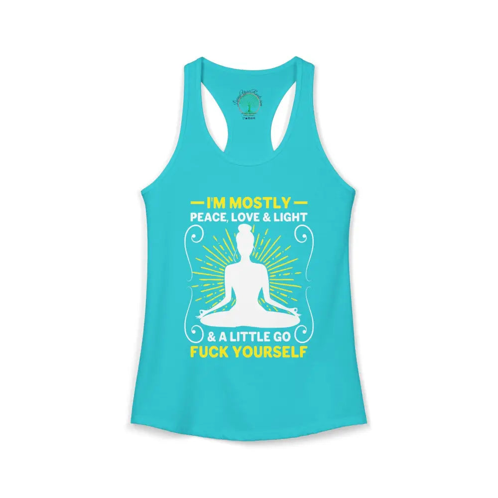 Peace Love & Light Women’s Racerback Tank - XS / Solid Tahiti Blue - Tank Top