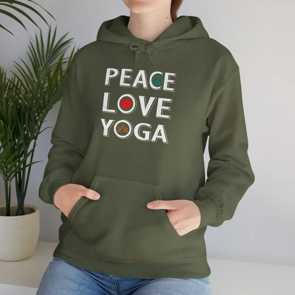 Peace Love Yoga Hoodie; Calm Vibes Yoga Sweatshirt - Hoodie