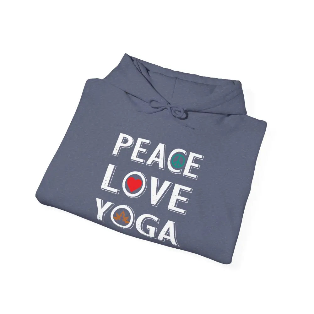 Peace Love Yoga Hoodie; Calm Vibes Yoga Sweatshirt - S / Heather Navy - Hoodie