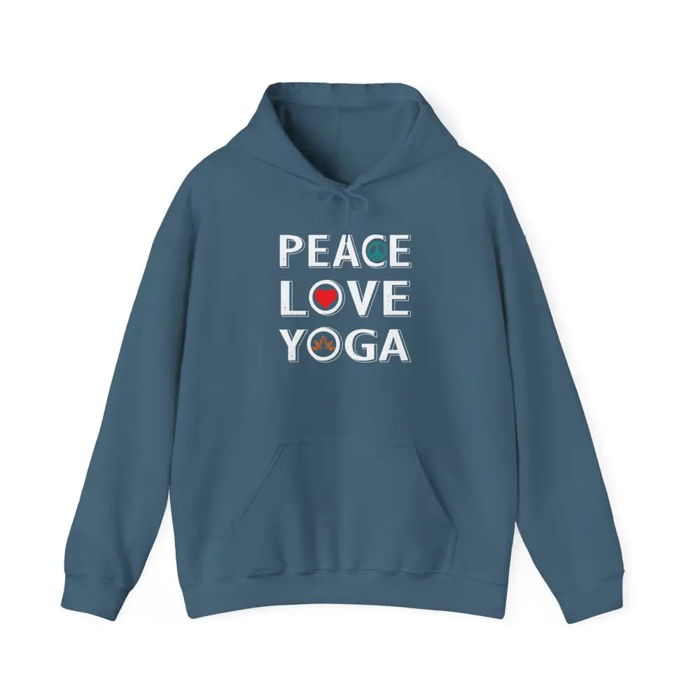 Peace Love Yoga Hoodie; Calm Vibes Yoga Sweatshirt - S / Indigo Blue - Hoodie
