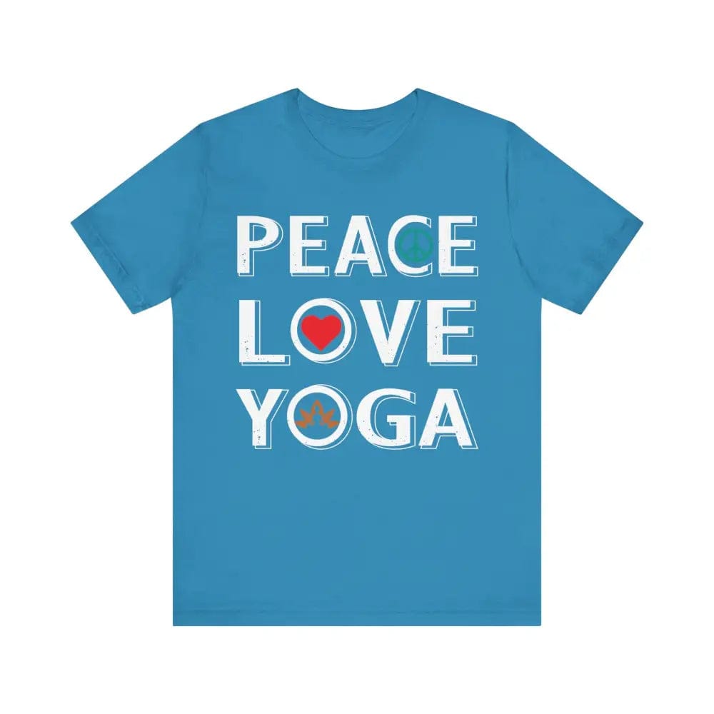 Peace Love Yoga Unisex Jersey Short Sleeve Yoga Tee - Aqua / S - T-Shirt