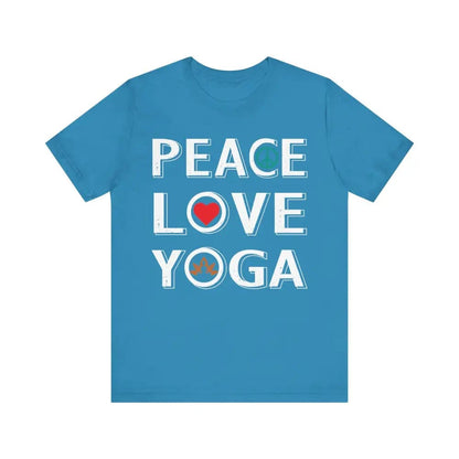 Peace Love Yoga Unisex Jersey Short Sleeve Yoga Tee - Aqua / S - T-Shirt