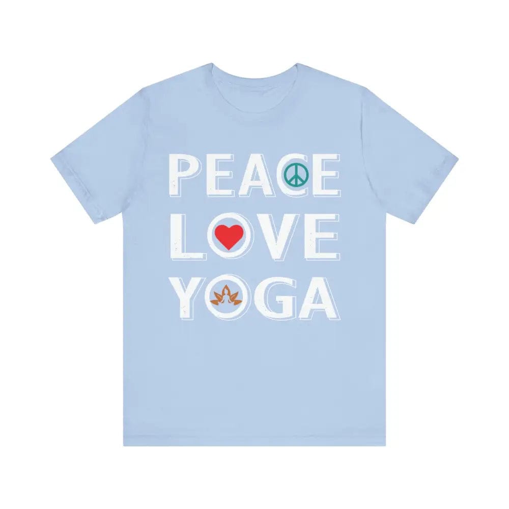 Peace Love Yoga Unisex Jersey Short Sleeve Yoga Tee - Baby Blue / S - T-Shirt