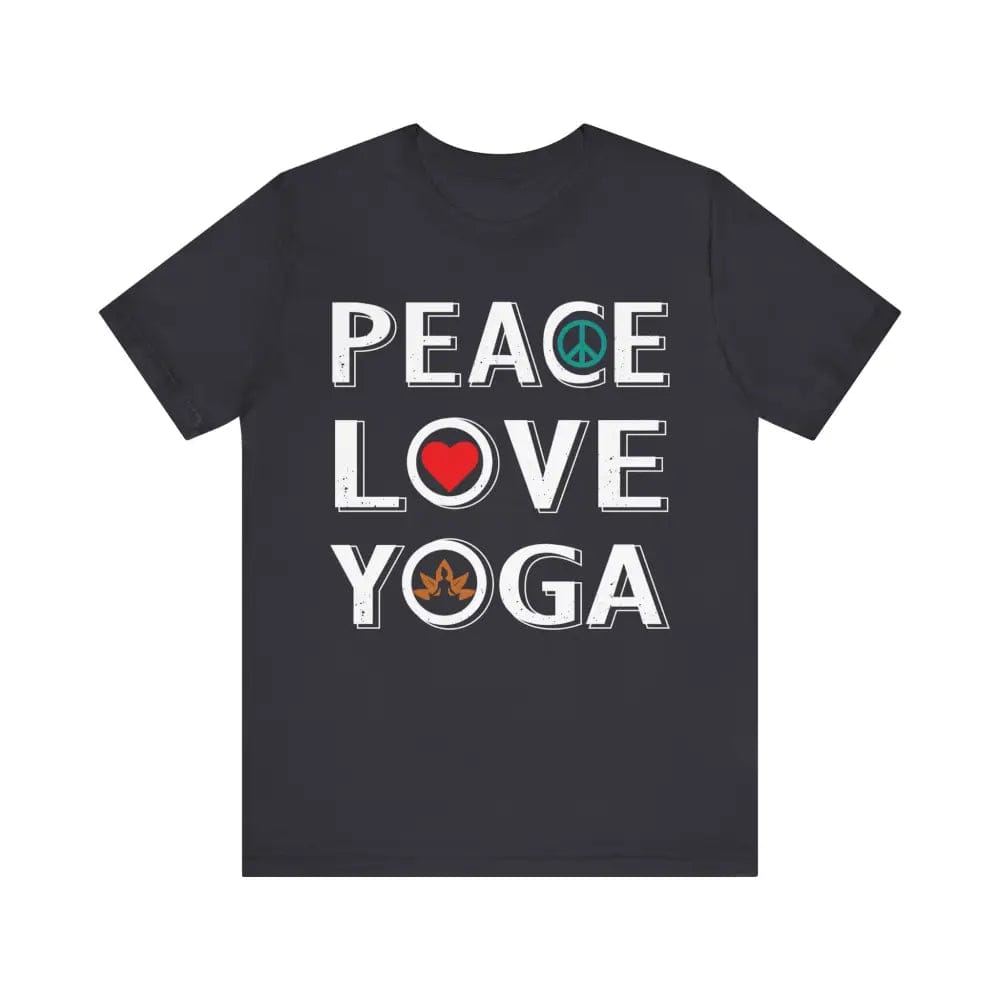 Peace Love Yoga Unisex Jersey Short Sleeve Yoga Tee - Dark Grey / S - T-Shirt