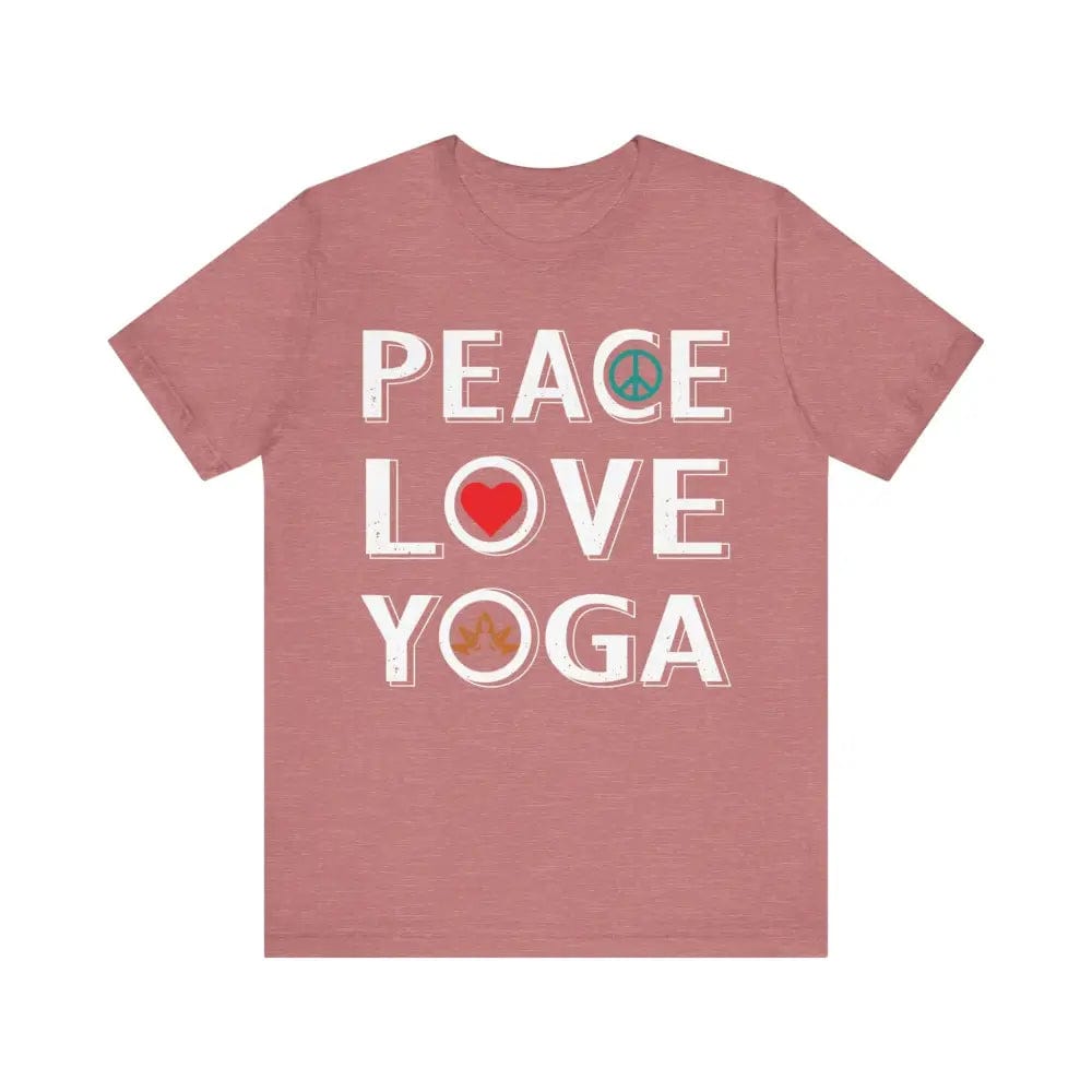 Peace Love Yoga Unisex Jersey Short Sleeve Yoga Tee - Heather Mauve / S - T-Shirt