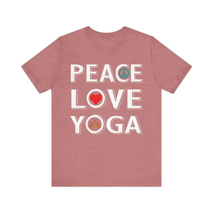 Peace Love Yoga Unisex Jersey Short Sleeve Yoga Tee - Heather Mauve / S - T-Shirt