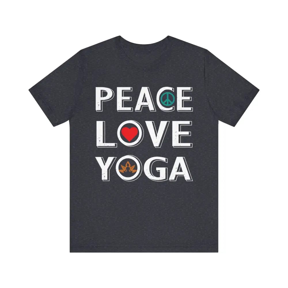 Peace Love Yoga Unisex Jersey Short Sleeve Yoga Tee - Heather Navy / S - T-Shirt