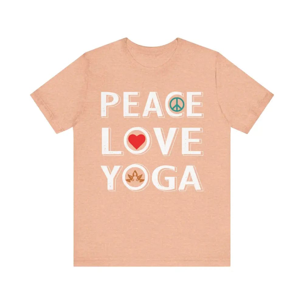 Peace Love Yoga Unisex Jersey Short Sleeve Yoga Tee - Heather Peach / S - T-Shirt