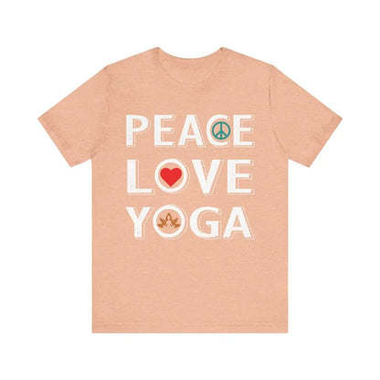 Peace Love Yoga Unisex Jersey Short Sleeve Yoga Tee - Heather Peach / S - T-Shirt