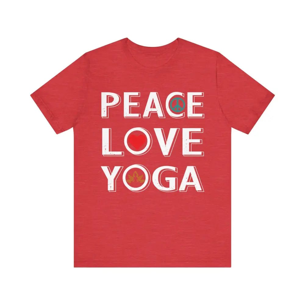 Peace Love Yoga Unisex Jersey Short Sleeve Yoga Tee - Heather Red / S - T-Shirt