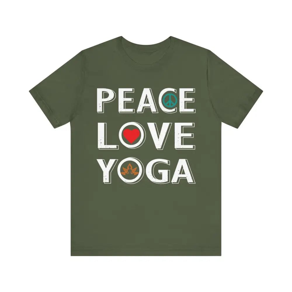 Peace Love Yoga Unisex Jersey Short Sleeve Yoga Tee - Military Green / S - T-Shirt