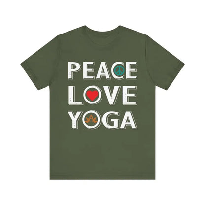 Peace Love Yoga Unisex Jersey Short Sleeve Yoga Tee - Military Green / S - T-Shirt