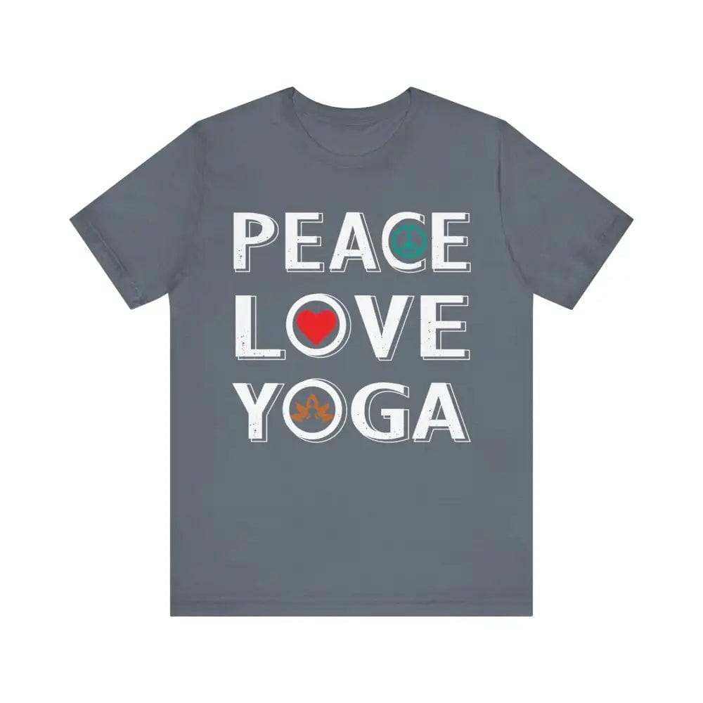 Peace Love Yoga Unisex Jersey Short Sleeve Yoga Tee - Steel Blue / S - T-Shirt