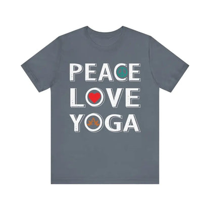 Peace Love Yoga Unisex Jersey Short Sleeve Yoga Tee - Steel Blue / S - T-Shirt