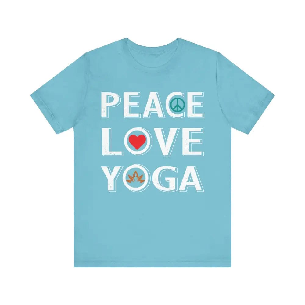 Peace Love Yoga Unisex Jersey Short Sleeve Yoga Tee - Turquoise / S - T-Shirt