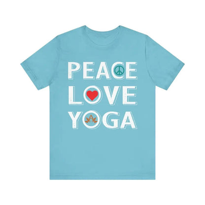 Peace Love Yoga Unisex Jersey Short Sleeve Yoga Tee - Turquoise / S - T-Shirt