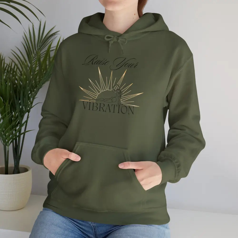 Raise your vibration Unisex Heavy Blend™ Hooded Sweatshirt - Military Green / S - Hoodie