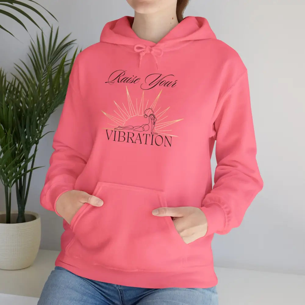 Raise your vibration Unisex Heavy Blend™ Hooded Sweatshirt - Safety Pink / S - Hoodie