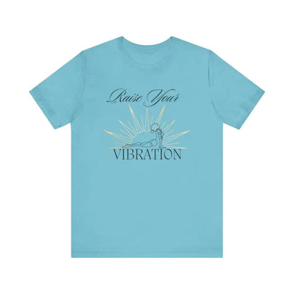 Raise your vibration Unisex Jersey Short Sleeve Yoga Tee - Turquoise / S - T-Shirt