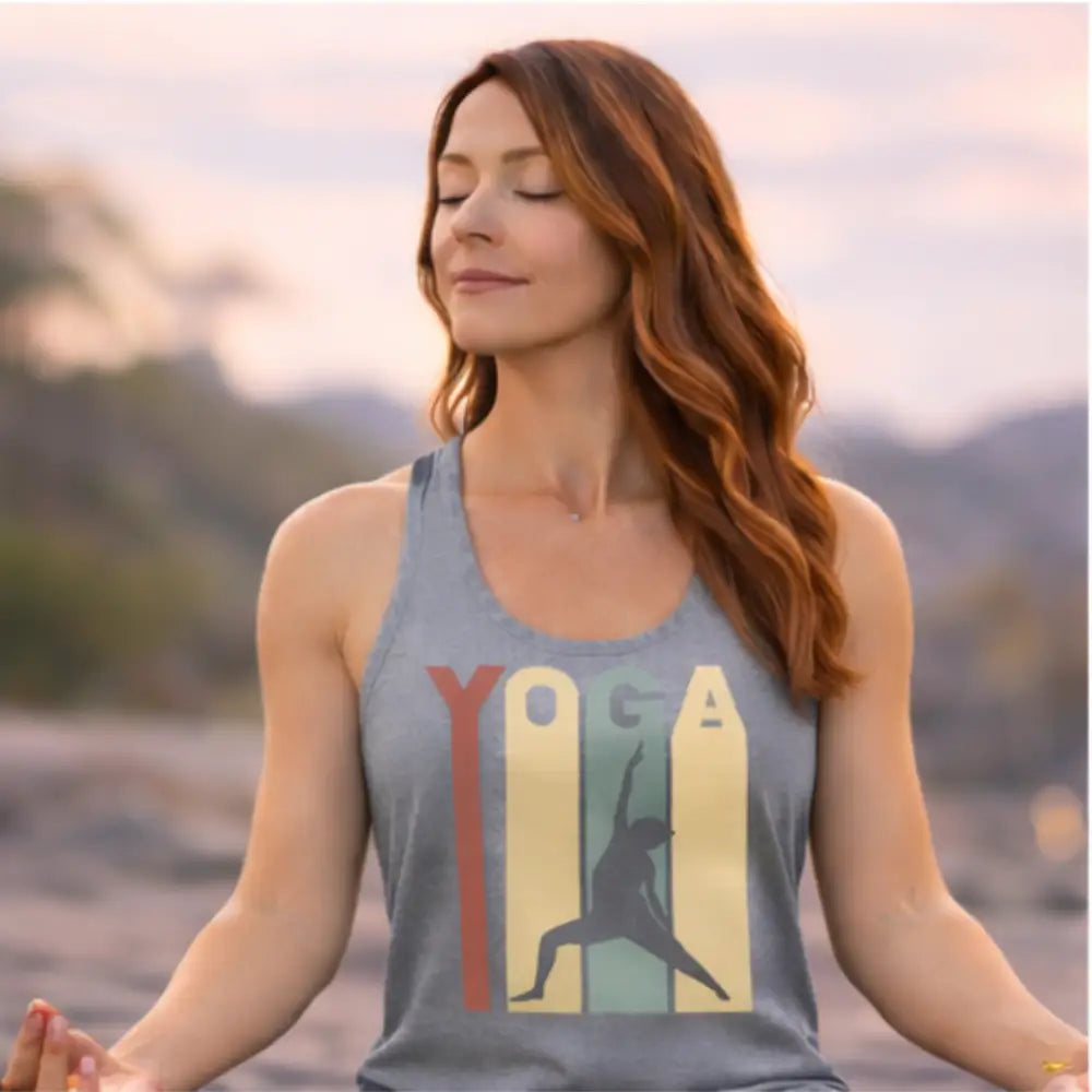 Retro Yoga Racerback Tank, Women’s Retro-Style Yoga Tank - XS / Heather Grey - Tank Top