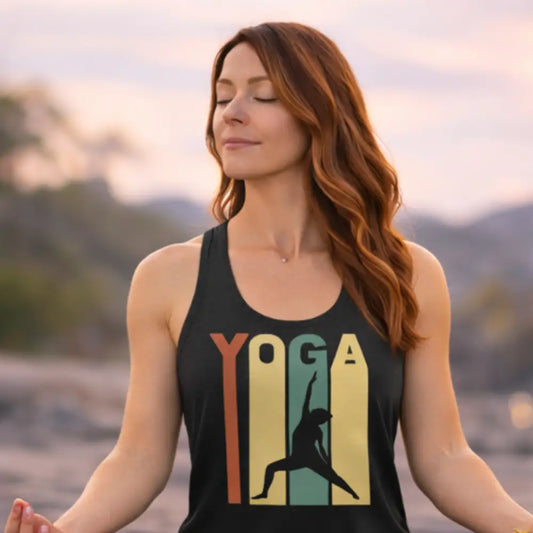 Retro Yoga Racerback Tank, Women’s Retro-Style Yoga Tank - XS / Solid Black - Tank Top