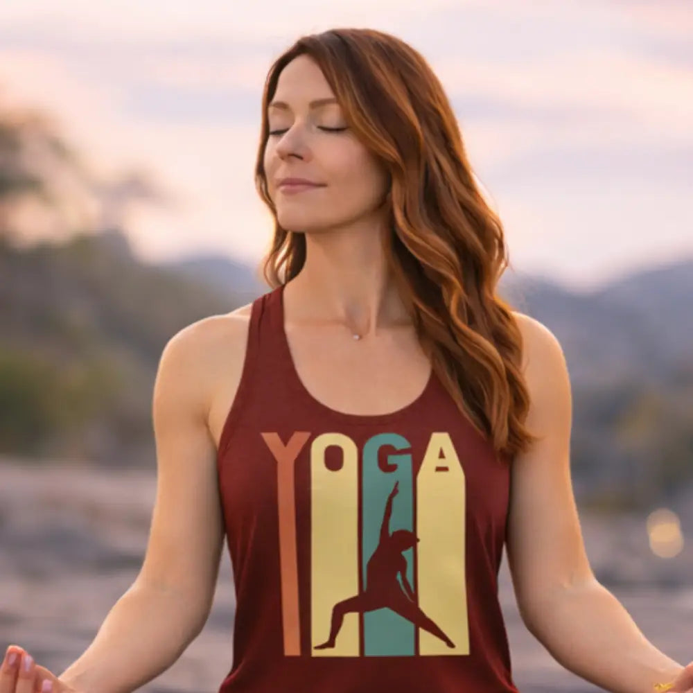 Retro Yoga Racerback Tank, Women’s Retro-Style Yoga Tank - XS / Solid Cardinal Red - Tank Top