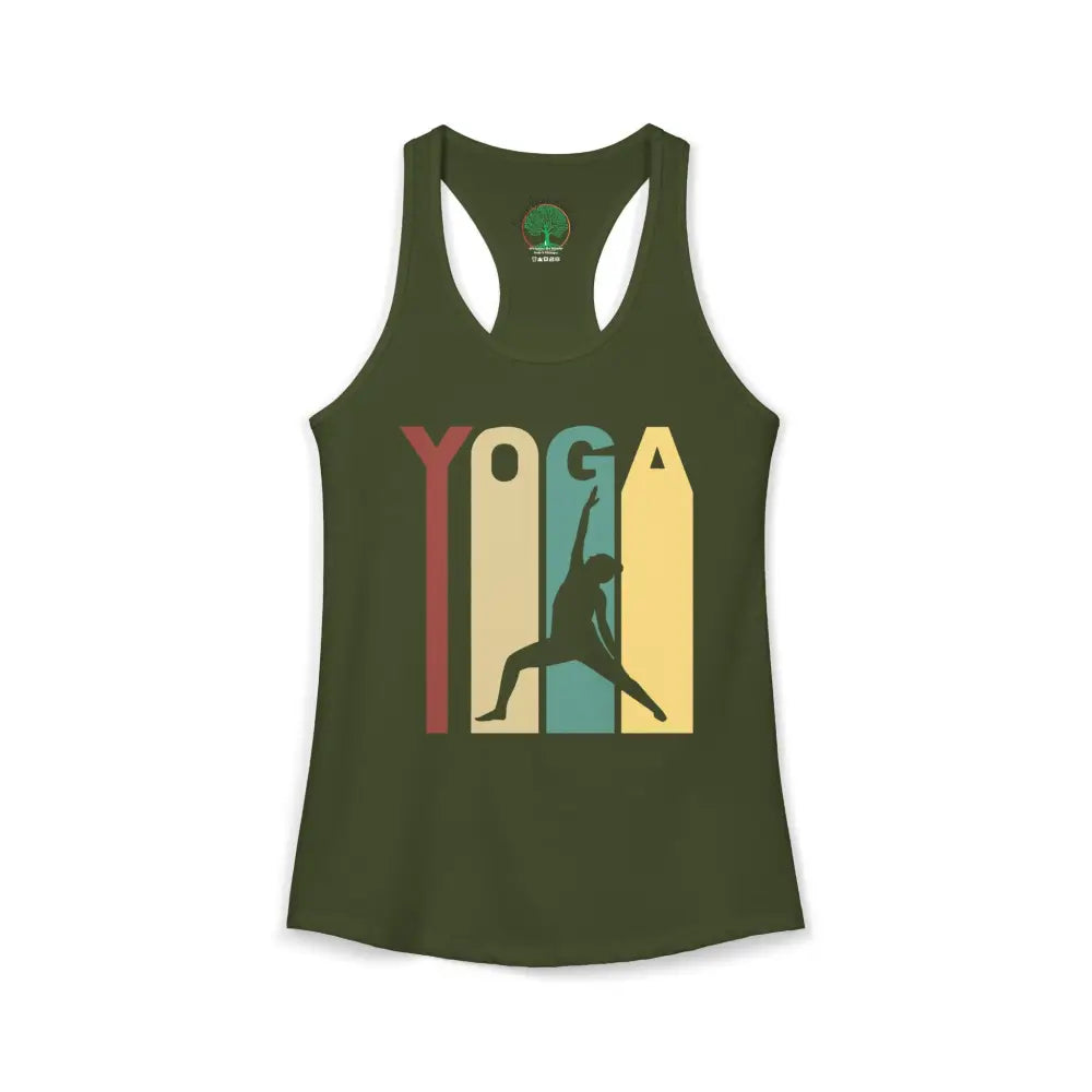 Retro Yoga Racerback Tank — Women’s Retro-Style Yoga Tank - XS / Solid Military Green - Tank Top