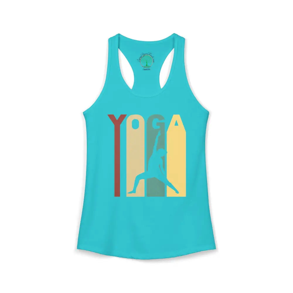 Retro Yoga Racerback Tank — Women’s Retro-Style Yoga Tank - XS / Solid Tahiti Blue - Tank Top