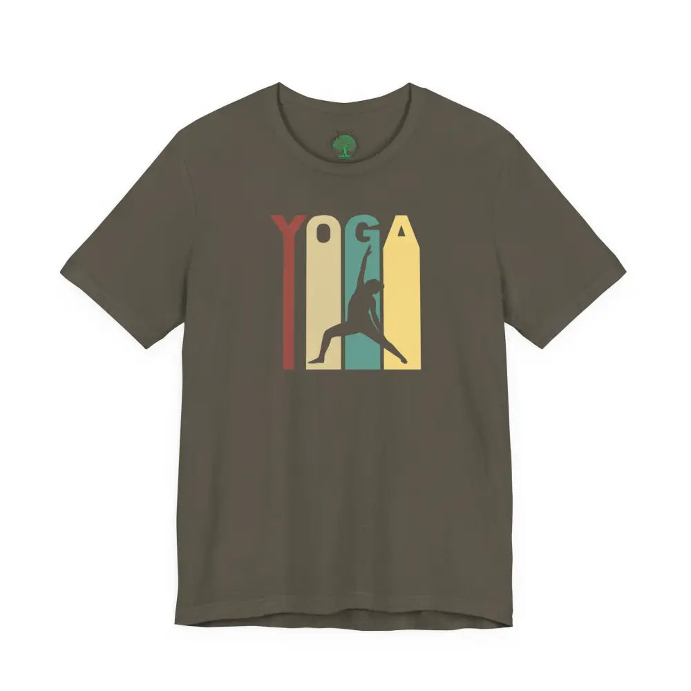 Retro Yoga Tee, Retro Yoga Graphic T-Shirt - Army / S - T-Shirt