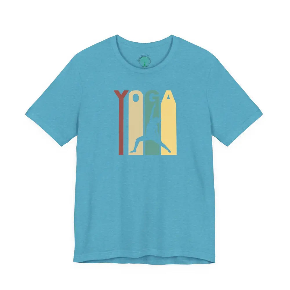 Retro Yoga Tee, Retro Yoga Graphic T-Shirt - Heather Aqua / M - T-Shirt