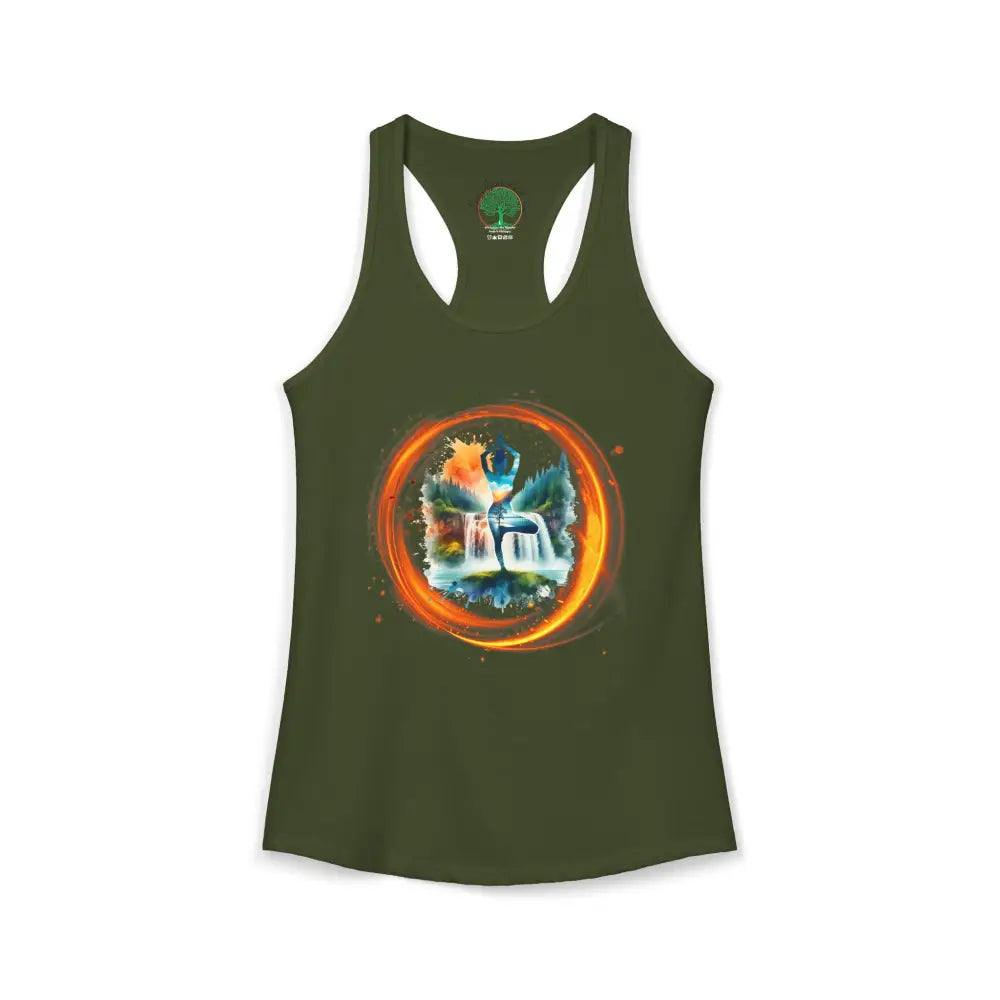 Ring of Fire Women’s Active Racerback Tank - XS / Solid Military Green - Tank Top