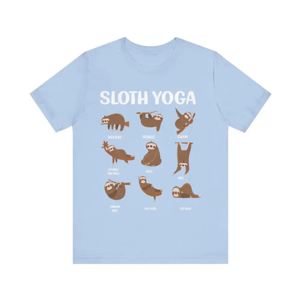 Sloth Yoga Pose Unisex Jersey Short Sleeve Tee - Baby Blue / S - T-Shirt