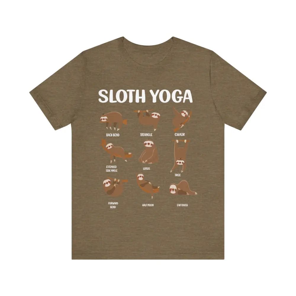 Sloth Yoga Pose Unisex Jersey Short Sleeve Tee - Heather Olive / S - T-Shirt