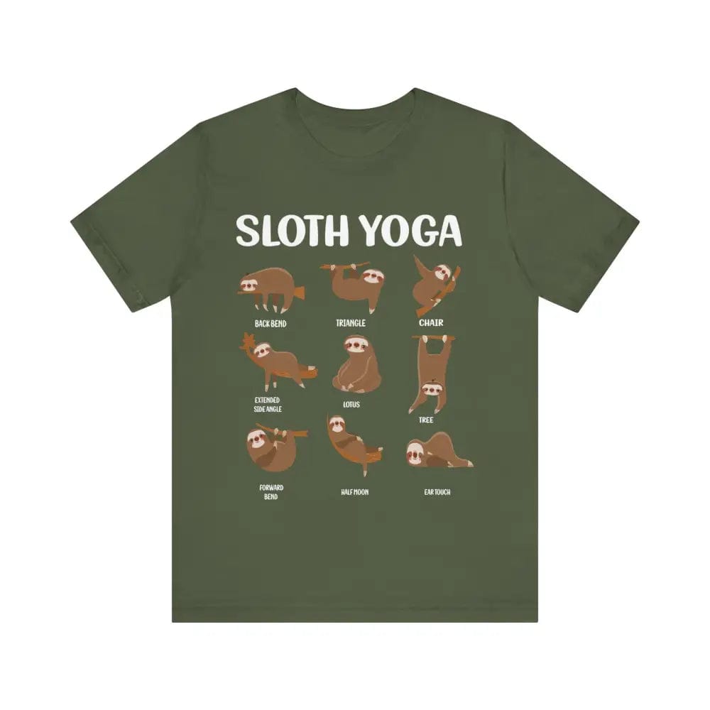 Sloth Yoga Pose Unisex Jersey Short Sleeve Tee - Military Green / S - T-Shirt