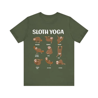 Sloth Yoga Pose Unisex Jersey Short Sleeve Tee - Military Green / S - T-Shirt