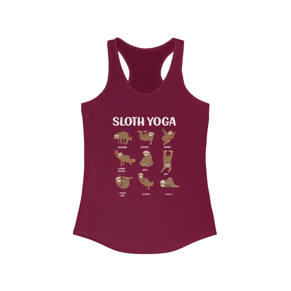 Sloth Yoga Women’s Ideal Racerback Tank - Solid Cardinal Red / XS - Tank Top