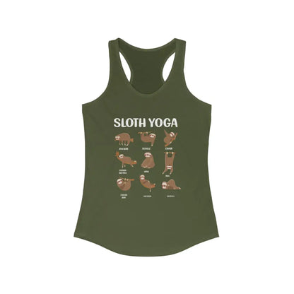 Sloth Yoga Women’s Ideal Racerback Tank - Solid Military Green / XS - Tank Top