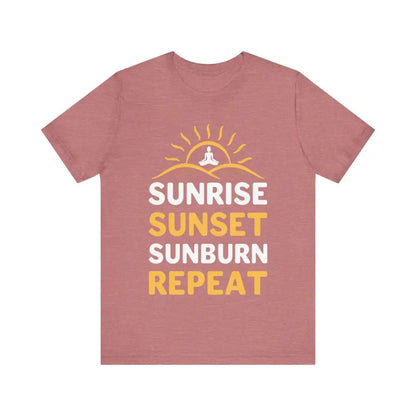 Sunrise Sunset Sunburn Repeat Unisex Jersey Short Sleeve Yoga Tee - Heather Mauve / S - T-Shirt